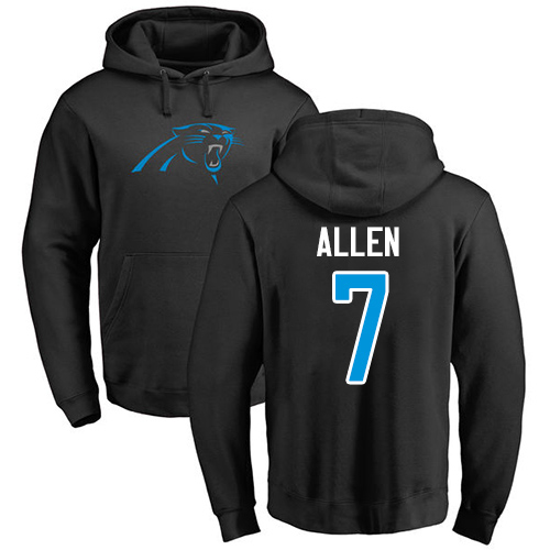 Carolina Panthers Men Black Kyle Allen Name and Number Logo NFL Football 7 Pullover Hoodie Sweatshirts